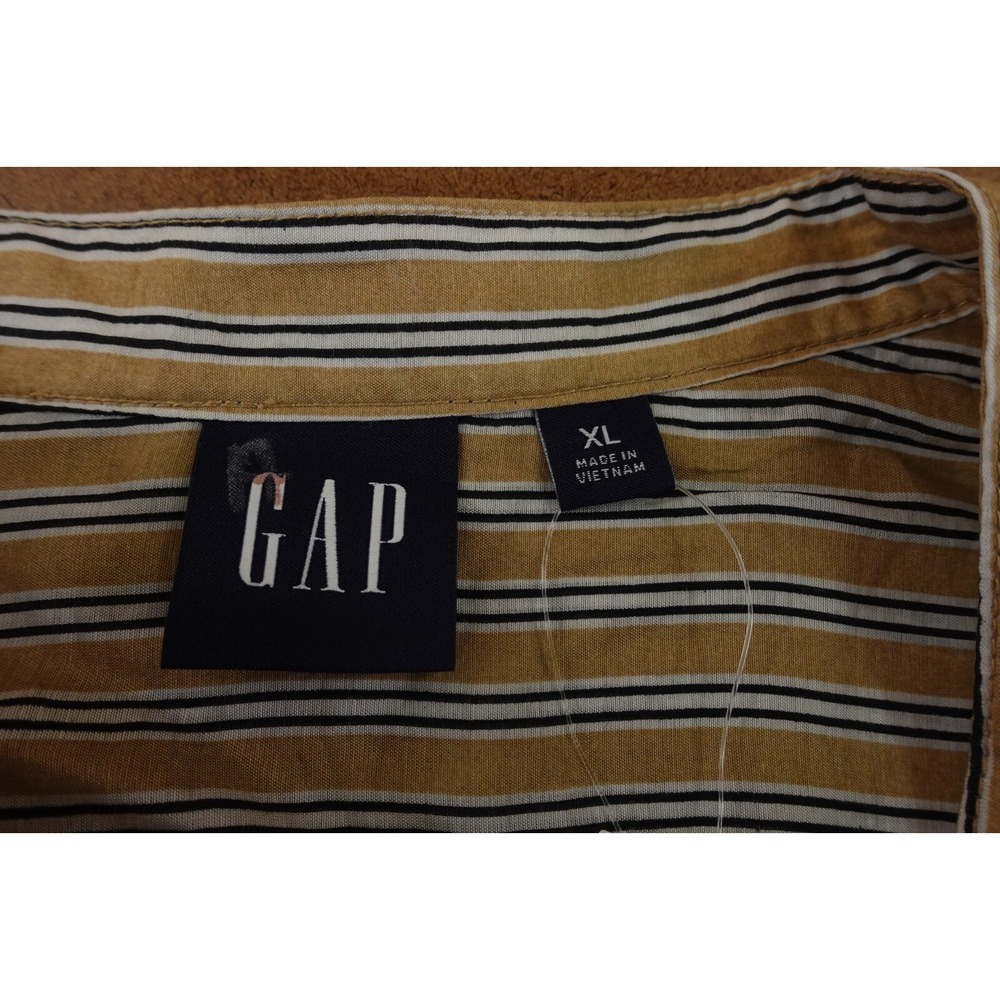 Gap Womens Size XL Khaki Tan Striped Sheer Long Sleeve Button-Front Shirt NWT - Picture 2 of 10